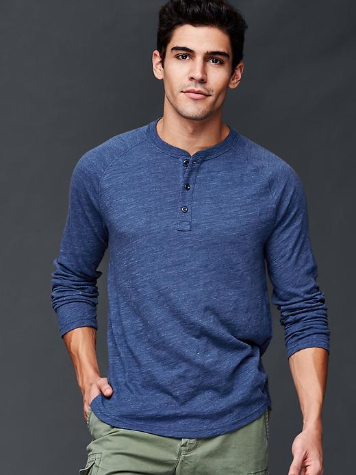 Gap Men Solid Slub Henley - Navy Heather