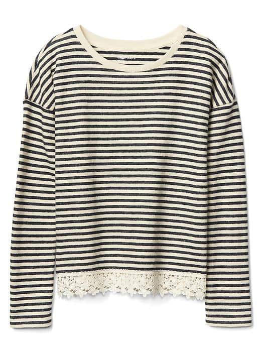 Gap Women Jacquard Lace Trim Top - Blue Galaxy