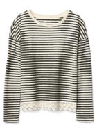 Gap Women Jacquard Lace Trim Top - Blue Galaxy