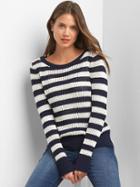 Gap Stripe Open Knit Sweater - Dark Night