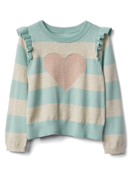 Gap Heart Ruffle Crew Sweater - Placement Heart