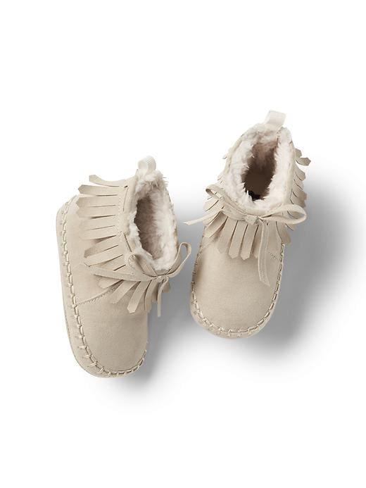 Gap Cozy Fringe Moccasin Booties - Raffia
