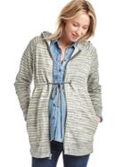 Gap Women Essential Zip Hoodie - Light Heather Gray Stripe