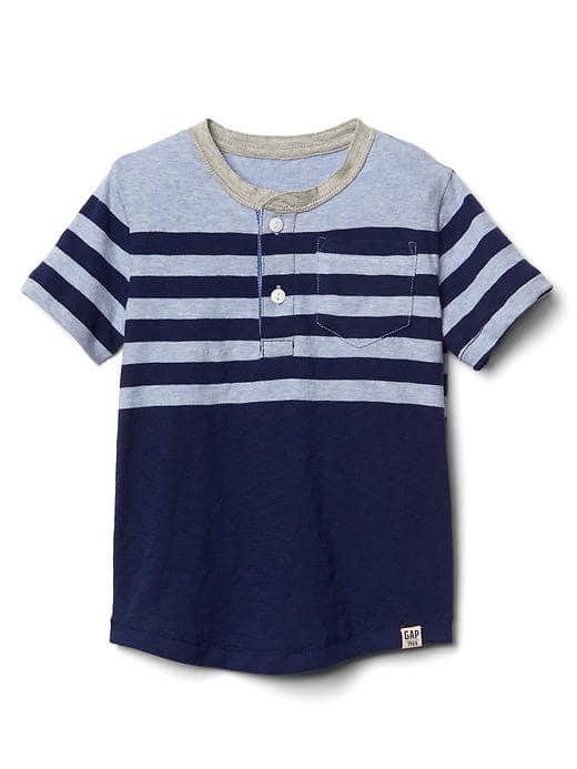 Gap Stripe Pocket Slub Henley - Medium Indigo