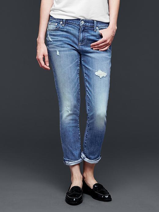 Gap Women 1969 Indigo Destructed Girlfriend Jean - Medium Indigo