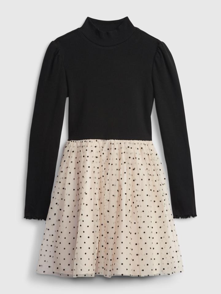 Kids Ribbed-knit Mix-media Print Dress
