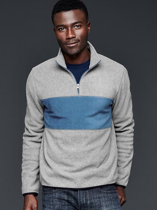 Gap Men Fleece Colorblock Henley - Heather Grey