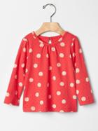 Gap Polka Dot Keyhole Tee - Rose Bush