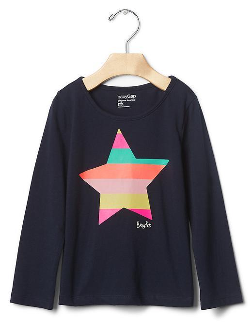 Gap Glitter Graphic Long Sleeve Tee - Blue Star