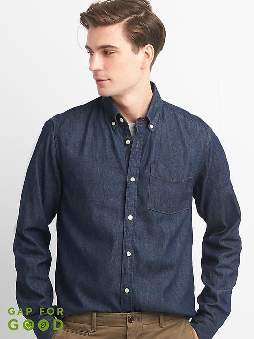 Gap Men Denim Pocket Shirt - Dark Rinse