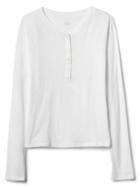 Gap Women Textured Long Sleeve Henley - White