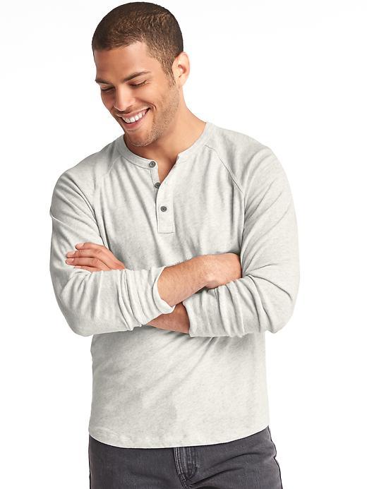 Gap Men Athletic Marled Henley - Light Heather Gray