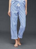 Gap Women Poplin Print Pants - Classic Strp Blue