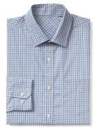Gap Women Wrinkle Resistant Plaid Standard Fit Shirt - Moore Blue