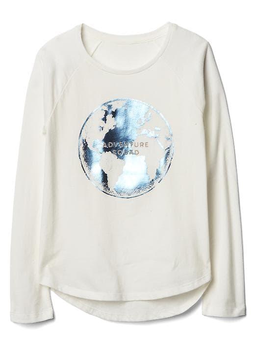 Gap Embellished Graphic Long Raglan Tee - New Off White