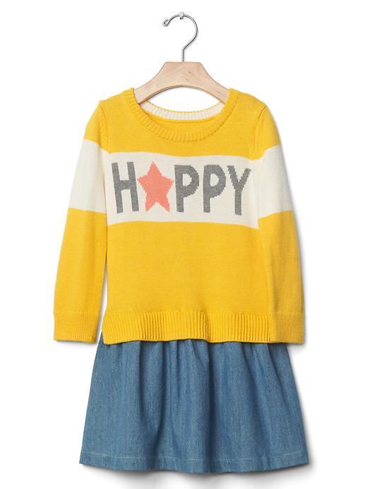 Gap Mix Fabric Intarsia Dress - Rainslicker Yellow