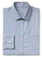 Gap Men Wrinkle Resistant Plaid Standard Fit Shirt - Moore Blue