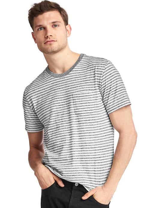 Gap Men Essential Stripe Pocket Tee - Gray Stripe