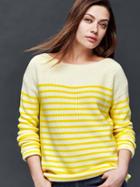 Gap Women Nautical Stripe Rib Sweater - Yellow Stripe