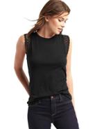 Gap Luxe Crochet Trim Muscle Tank - True Black