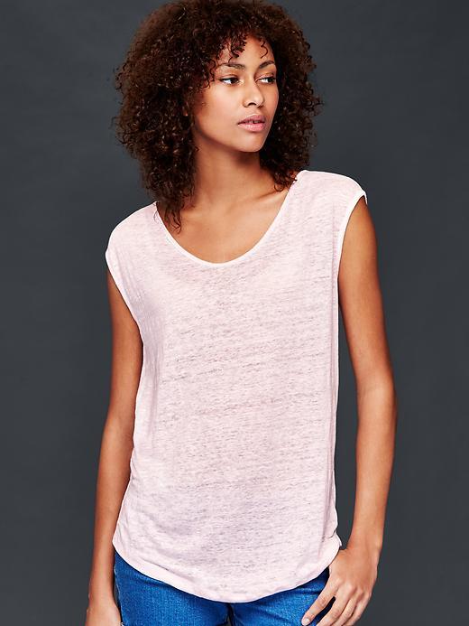 Gap Women Linen Cap Sleeve Tee - New Babe Pink