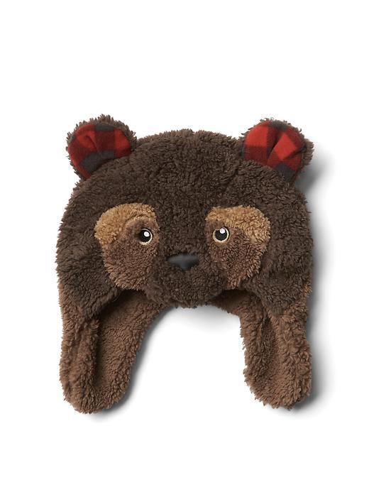 Gap Cozy Plaid Bear Hat - Brown