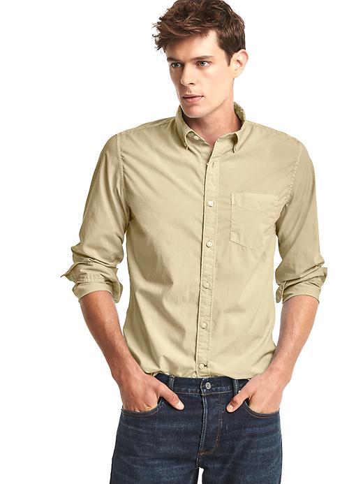 Gap Men True Wash Solid Standard Fit Shirt - Iconic Khaki