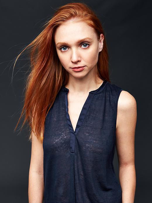 Gap Sleeveless Linen Henley - True Indigo