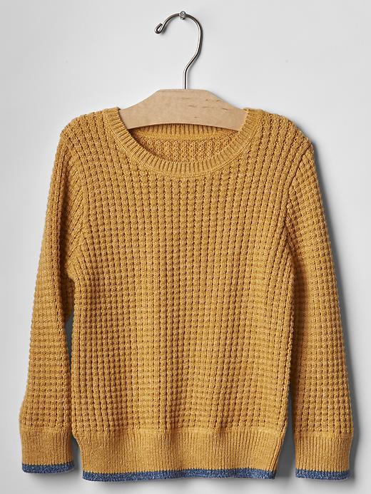 Gap Contrast Tipped Waffle Sweater - Gold