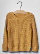 Gap Contrast Tipped Waffle Sweater - Gold