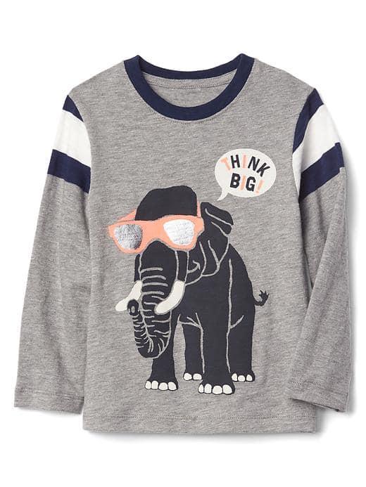Gap Graphic Slub Football Tee - Grey Heather