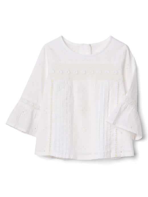 Gap Eyelet Three Quarter Bell Top - White