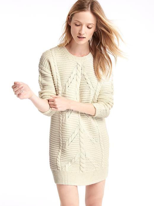 Gap Women Plait Cable Knit Sweater Dress - Off White
