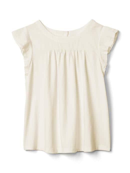 Gap Women Lace Trim Flutter Top - Ivory Frost
