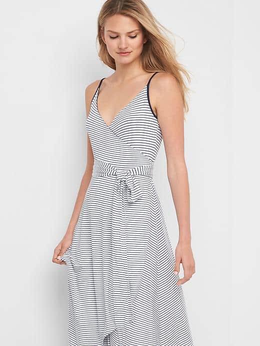 Gap Women Stripe Cami Wrap Dress - White Stripe