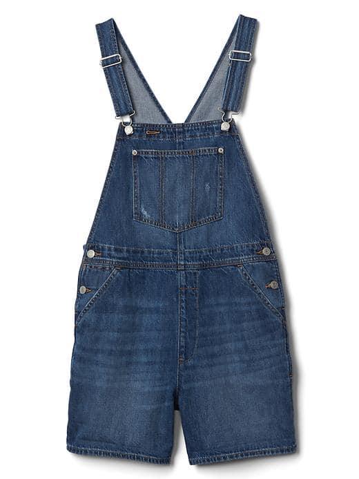 Gap Women Denim Pocket Shortalls - Medium Indigo