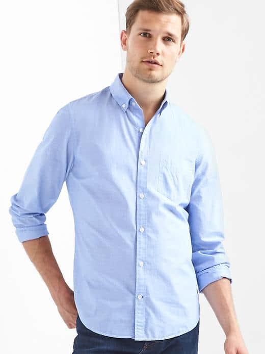 Gap Men True Wash Poplin Button Down Slim Fit Shirt - Constellation Blue