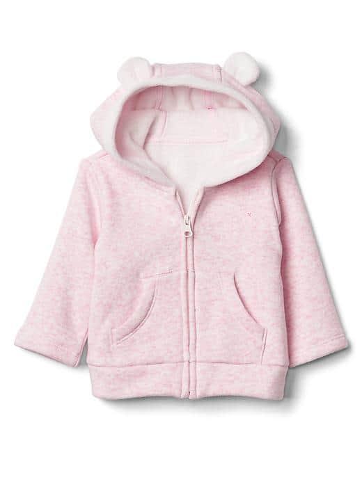 Gap Cozy Bear Zip Hoodie - Heather Pink