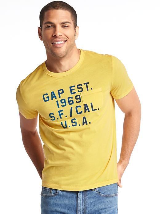 Gap Men Logo Pocket Crew Tee - Pale Gold