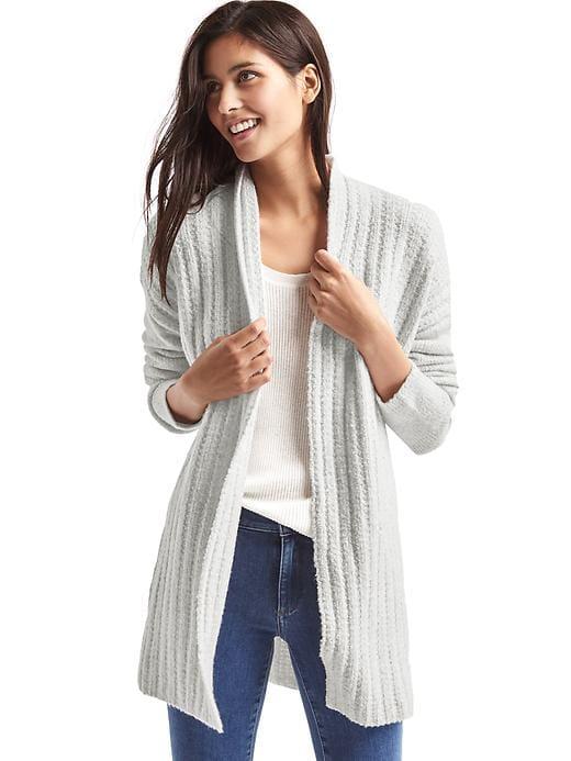 Gap Women Boucle Shawl Cardigan - Bc02 Light Hthr Grey