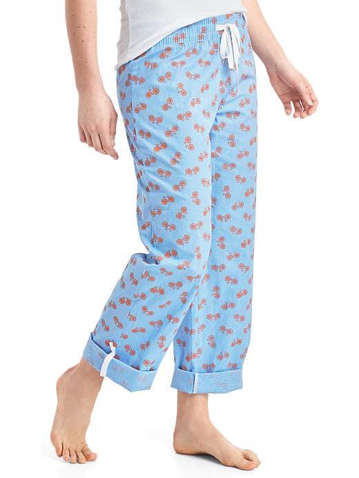 Gap Women Print Roll Tab Sleep Pants - Bicycle Acadmey Blue