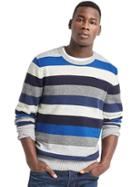 Gap Men Crazy Stripe Merino Wool Blend Sweater - Blue Stripe