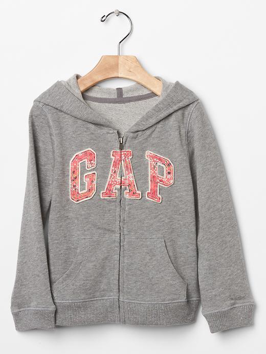 Gap Floral Logo Zip Hoodie - Grey Heather