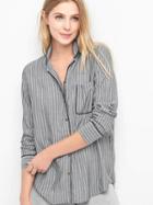 Gap Women Dreamwell Sleep Shirt - Gray Stripe