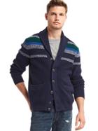 Gap Men Ribbed Shawl Collar Cardigan - Navy Stripe