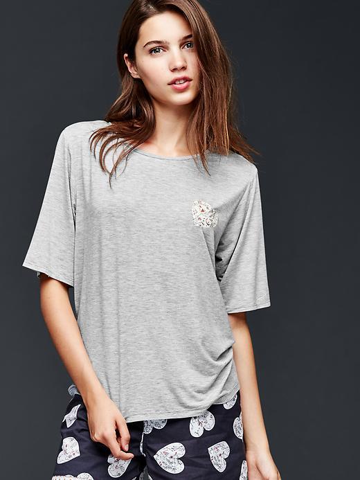 Gap Women Floral Heart Lightweight Modal Shirt - Light Heather Grey