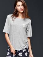 Gap Women Floral Heart Lightweight Modal Shirt - Light Heather Grey