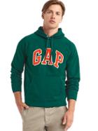 Gap Men Textured Logo Pullover Hoodie - Green Pine