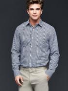 Gap Men Wrinkle Resistant Gingham Standard Fit Shirt - Comet Blue