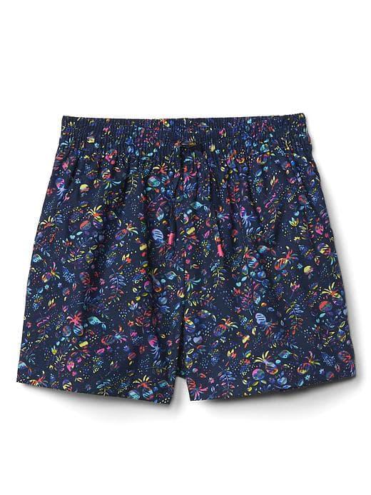 Gap Print Poplin Dolphin Shorts - Blue Floral Print